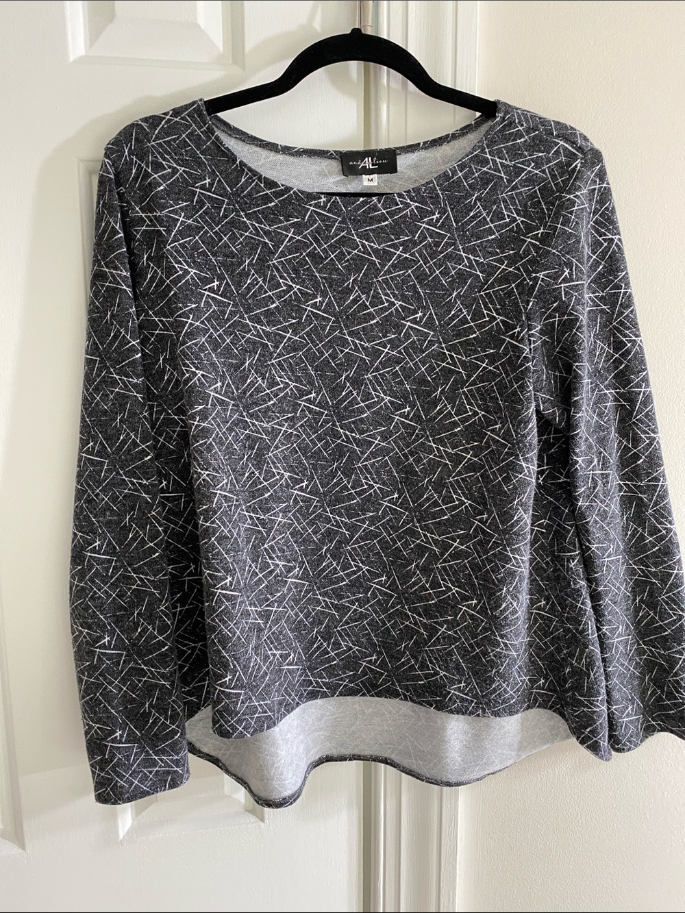 Alfani Charcoal & White Crewneck Pullover Sweater